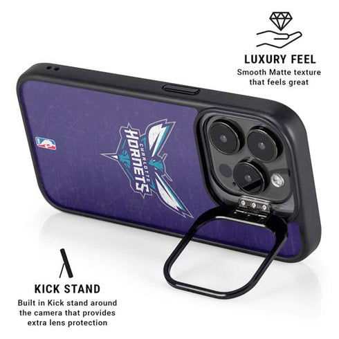 NBA Charlotte Hornets Distressed-Purple iPhone 16 Pro Kickstand Case